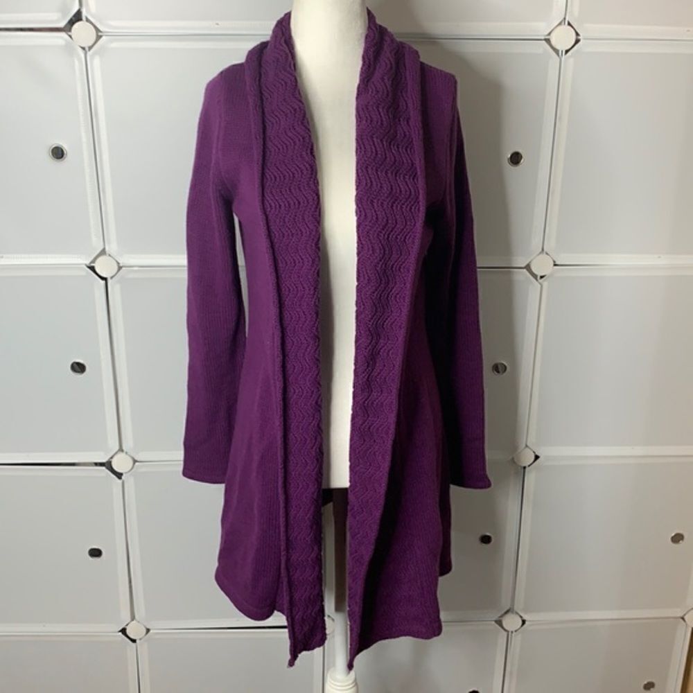 Leo & Nicole Purple Open Front Knit Cardigan Size Small